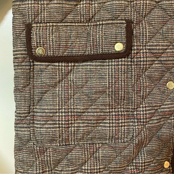 Corduroy-Trim Glen Plaid Quilted Snap Front Jacket - Ralph Lauren - Picture 9 of 14